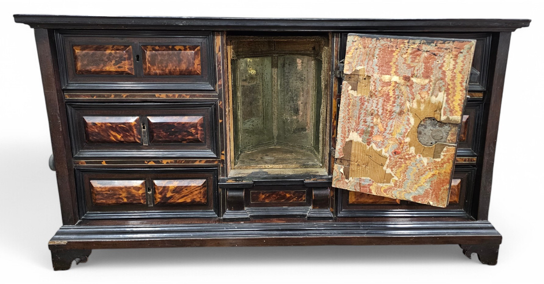 Monetiere italiano in legno ebanizzato e tartaruga