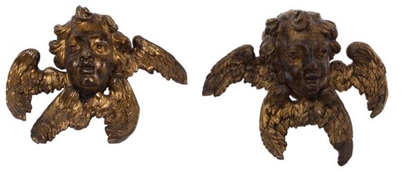 Pair of gilt wood Angel Heads