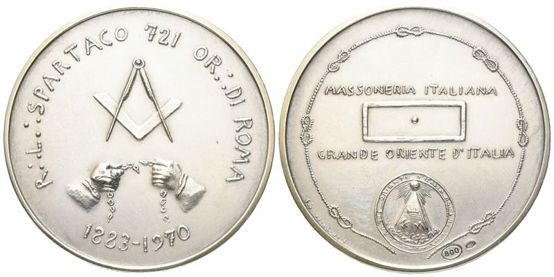 Medaglia R. L. "spartaco" 721 Or. di Roma, 1970, Ag (35,2 MM)