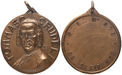 Medaglia "tommaso Crudeli" Or. di Firenze, Ae (38 MM)