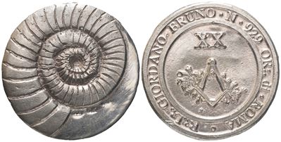 Medaglia R. L. "giordano Bruno" N° 929 Or. di Roma, Ag (40,4 MM)