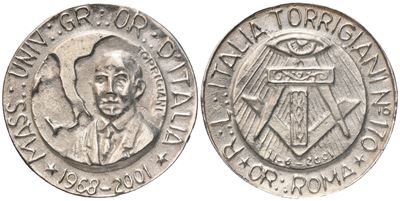 Medaglia R. L. "italia Torrigiani" N° 170 Or. di Roma, 2001, Ag (37,1 MM)