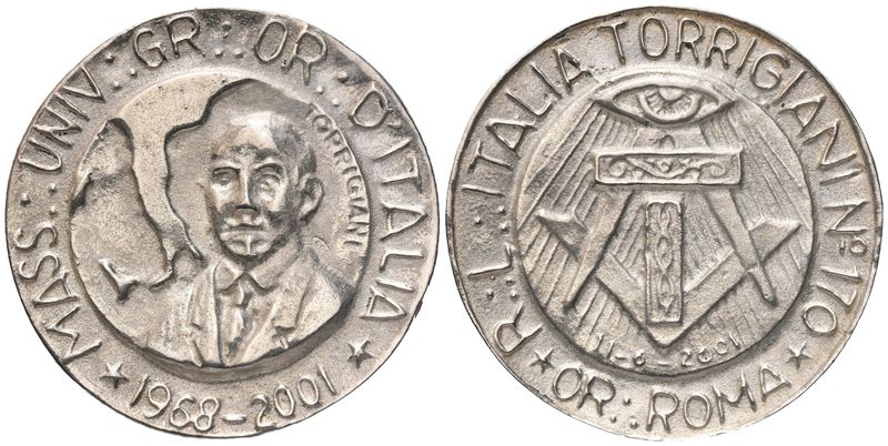 Medaglia R. L. "italia Torrigiani" N° 170 Or. di Roma, 2001, Ag (37,1 MM)