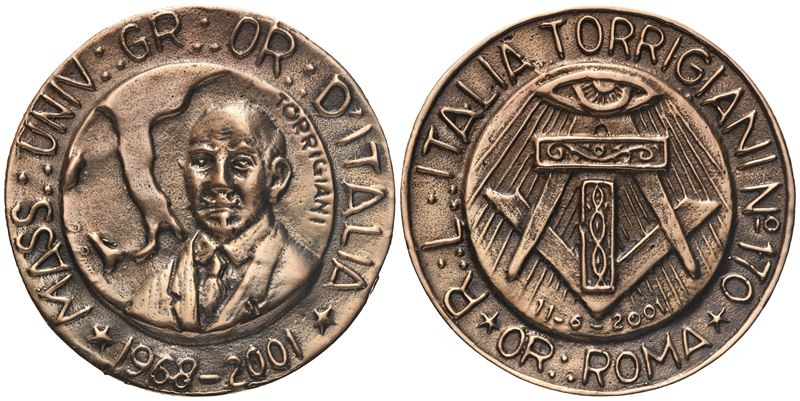 Medaglia R. L. "torrigiani" N° 170 Or. Roma, 2001, Ae (39 MM)