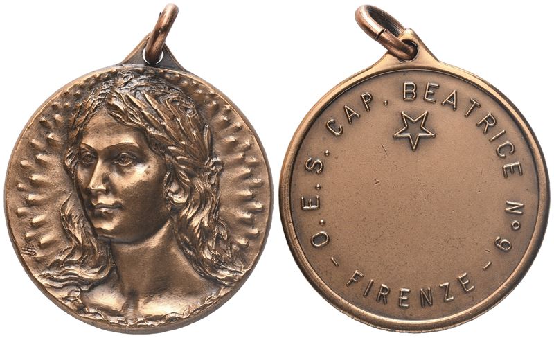 Medaglia O. E. S. Cap. "beatrice" N° 9 Firenze, Ae (30,4 MM)