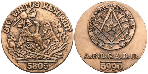 Medaglia "Sic Virtus Resurgit" 5805, AE (42 mm)  - Auction MASONIC MEDALS & JEWELS From the Early 19th to the Late 20th Century - Bertolami Fine Art - Casa d'Aste
