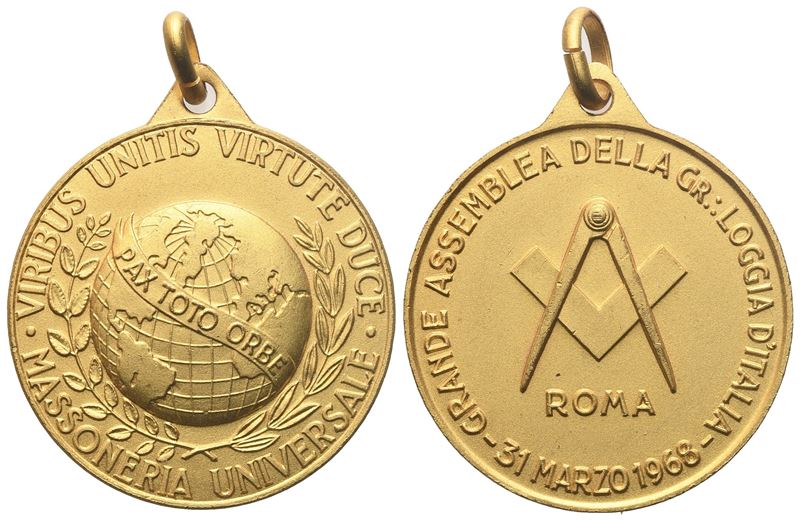 Medaglia Grande Assemblea della Gr. Loggia D'italia, 31 Marzo 1968 (30,1 MM)