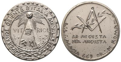 Medaglia R. L. "acacia" 669 Or. di Roma "ad Augusta per Angusta", Ag (30,2 MM)