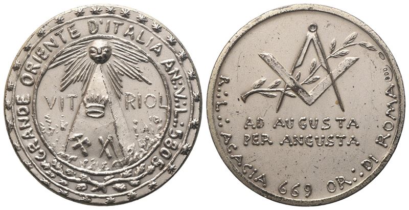 Medaglia R. L. "acacia" 669 Or. di Roma "ad Augusta per Angusta", Ag (30,2 MM)