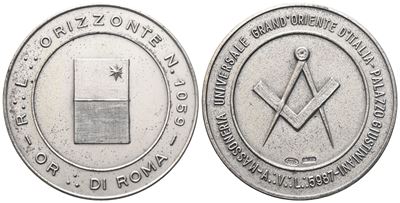Medaglia R. L. "orizzonte" N° 1059 Or. di Roma, 1987, Ag (40,3 MM)