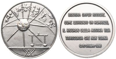 Medaglia "bisogna Saper Rivivere, Come Leggendo un Romanzo, [..]" O. P. Ottobre 1996 (35,7 MM)