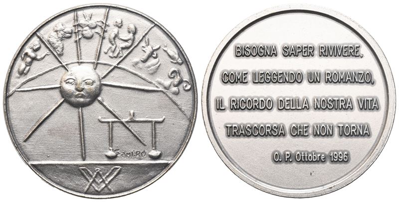 Medaglia "bisogna Saper Rivivere, Come Leggendo un Romanzo, [..]" O. P. Ottobre 1996 (35,7 MM)