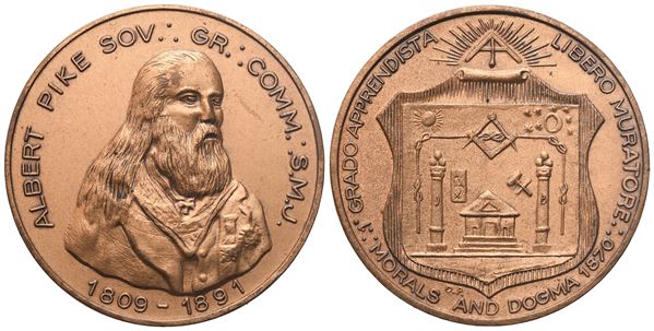 Medaglia 1° Grado Apprendista Libero Muratore, AE (40,4 mm)  - Auction MASONIC MEDALS & JEWELS From the Early 19th to the Late 20th Century - Bertolami Fine Art - Casa d'Aste