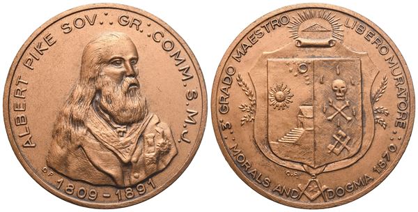 Medaglia 3° Grado Maestro Libero Muratore, AE (40,4 mm)  - Auction MASONIC MEDALS & JEWELS From the Early 19th to the Late 20th Century - Bertolami Fine Art - Casa d'Aste