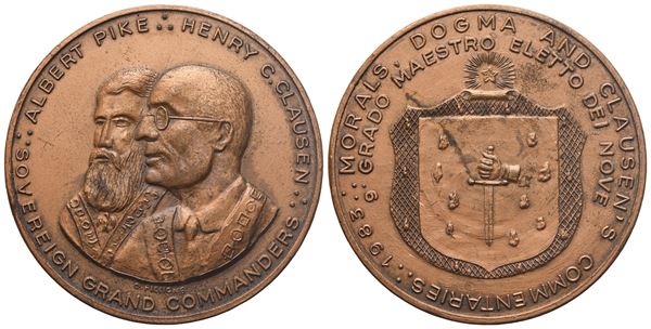 Medaglia 9° Grado Maestro Eletto Dei Nove, AE (40,4 mm)  - Auction MASONIC MEDALS & JEWELS From the Early 19th to the Late 20th Century - Bertolami Fine Art - Casa d'Aste