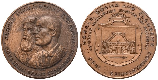 Medaglia 10° Grado Cavaliere Eletto Dei Quindici, AE (40,4 mm)  - Auction MASONIC MEDALS & JEWELS From the Early 19th to the Late 20th Century - Bertolami Fine Art - Casa d'Aste