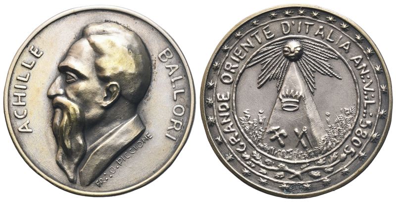 Medaglia "achille Ballori" Grande Oriente D'italia, Ag (32 MM)
