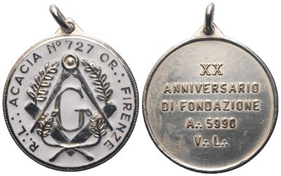 Medaglia Smaltata R. L. "acacia" N° 727 Or. Firenze (30,4 MM)