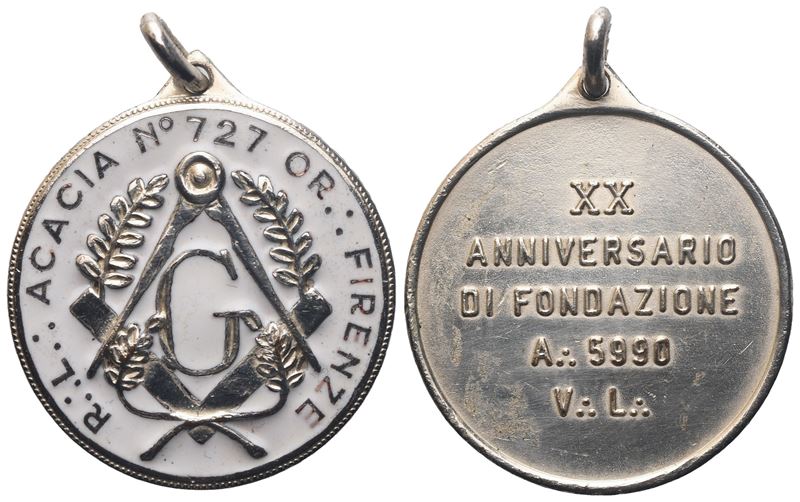 Medaglia Smaltata R. L. "acacia" N° 727 Or. Firenze (30,4 MM)