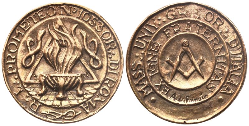 Medaglia R. L. "prometeo" N° 1053 Or. di Roma (39,8 MM)
