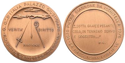 Medaglia R. L. "pietro Giannone" Or. di Foggia, Ae (35,6 MM)