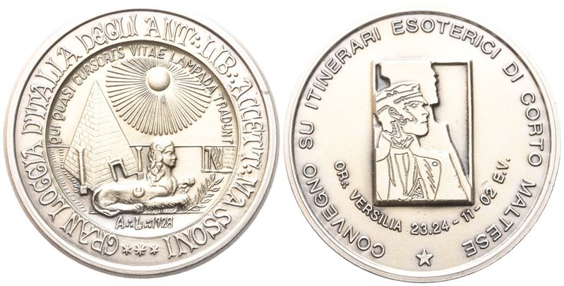 Medaglia Gran Loggia D'Italia Degli Ant. Lib. Accett. Massoni, "Convegno Su Itinerari Esoterici D...