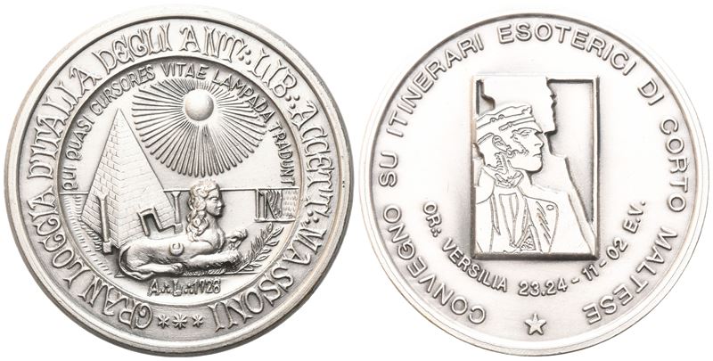 Medaglia Gran loggia d'Italia Degli Ant. lib. Accett. massoni, Convegno Su Itinerari Esoterici Di...