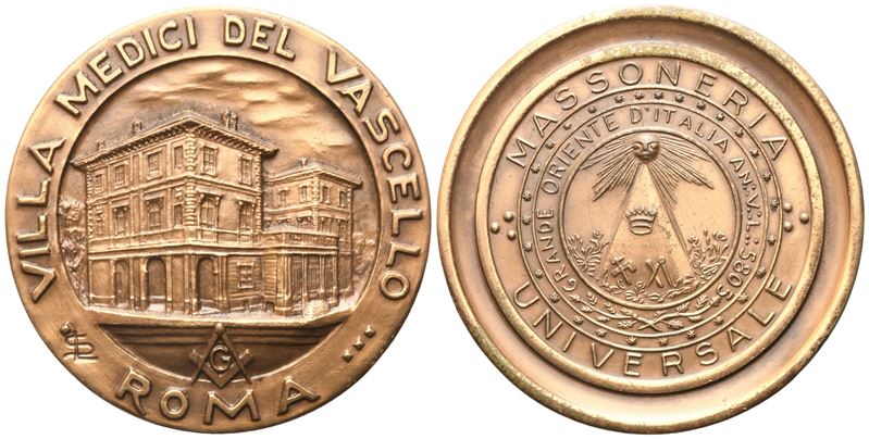 Medaglia Villa Medici del Vascello Roma, Massoneria Universale (51,3 MM)