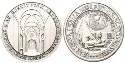 Medaglia Gran Loggia D'italia degli Ant. Lib. Accett. Massoni, Ad Restitutam Sedem, Roma 20 - 23 ...