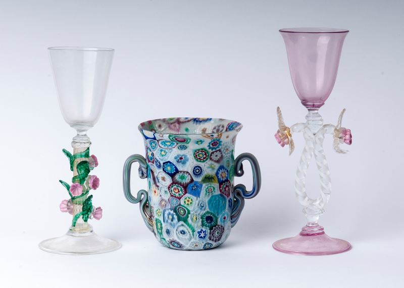 Lotto di Due Calici ed una Tazza da Collezione