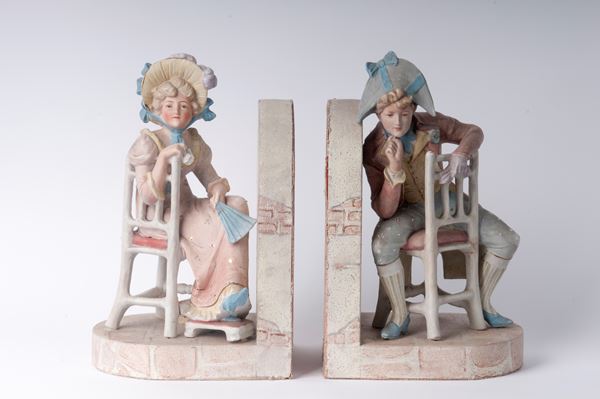Him and her, pair of ceramic bookends