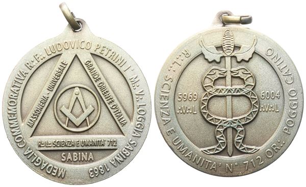 Medaglia R. L. "Scienza e Umanità" N° 712 Or. Poggio Catino (40 mm)  - Auction MASONIC MEDALS & JEWELS From the Early 19th to the Late 20th Century - Bertolami Fine Art - Casa d'Aste