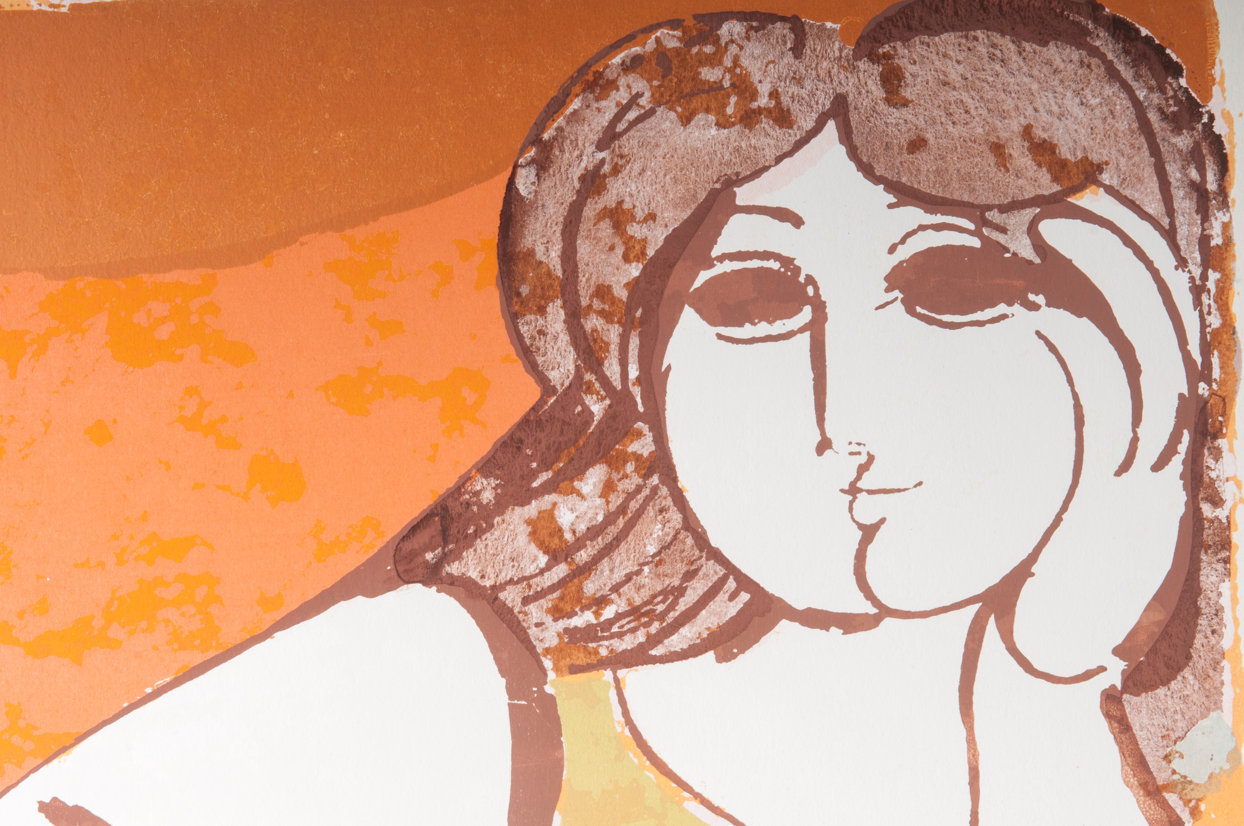 Donna sdraiata, multiplo su carta