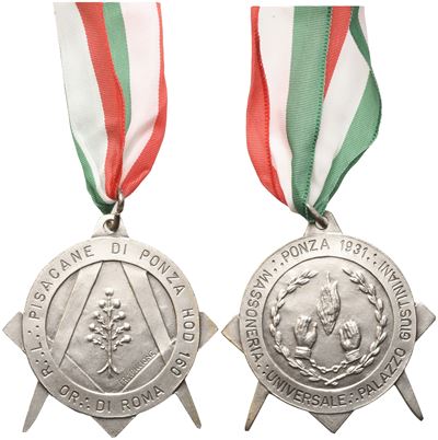 Medaglia R. L. "pisacane di Ponza Hod" 160 Or. di Roma, 1931 (48,9 MM)