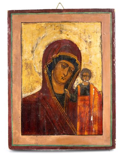 Icona russa, Madre di Dio di Kazan (Kazanskaja), tempera su tavola