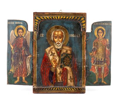 Trittico russo, pittura religiosa su tavola (XX secolo)