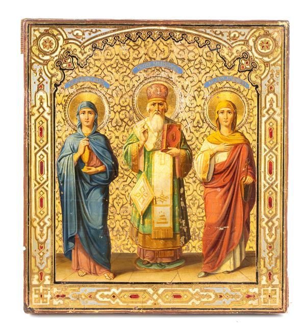 Russian icon with Saints