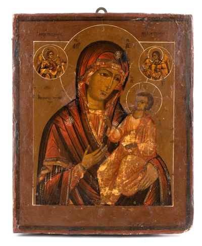 Icona russa, Madre di Dio della Passione (Strastnaja), tempera su tavola, XIX secolo
