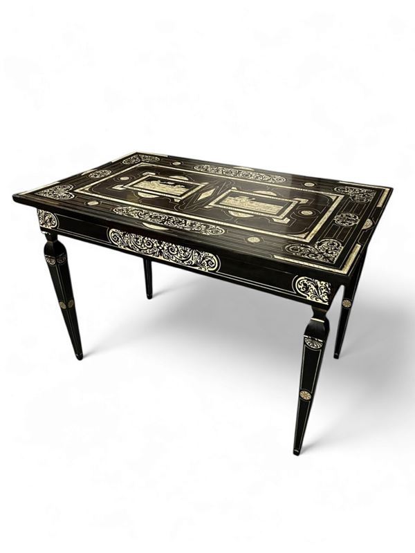 Pogliani Ferdinando - Italian ivory inlaid table