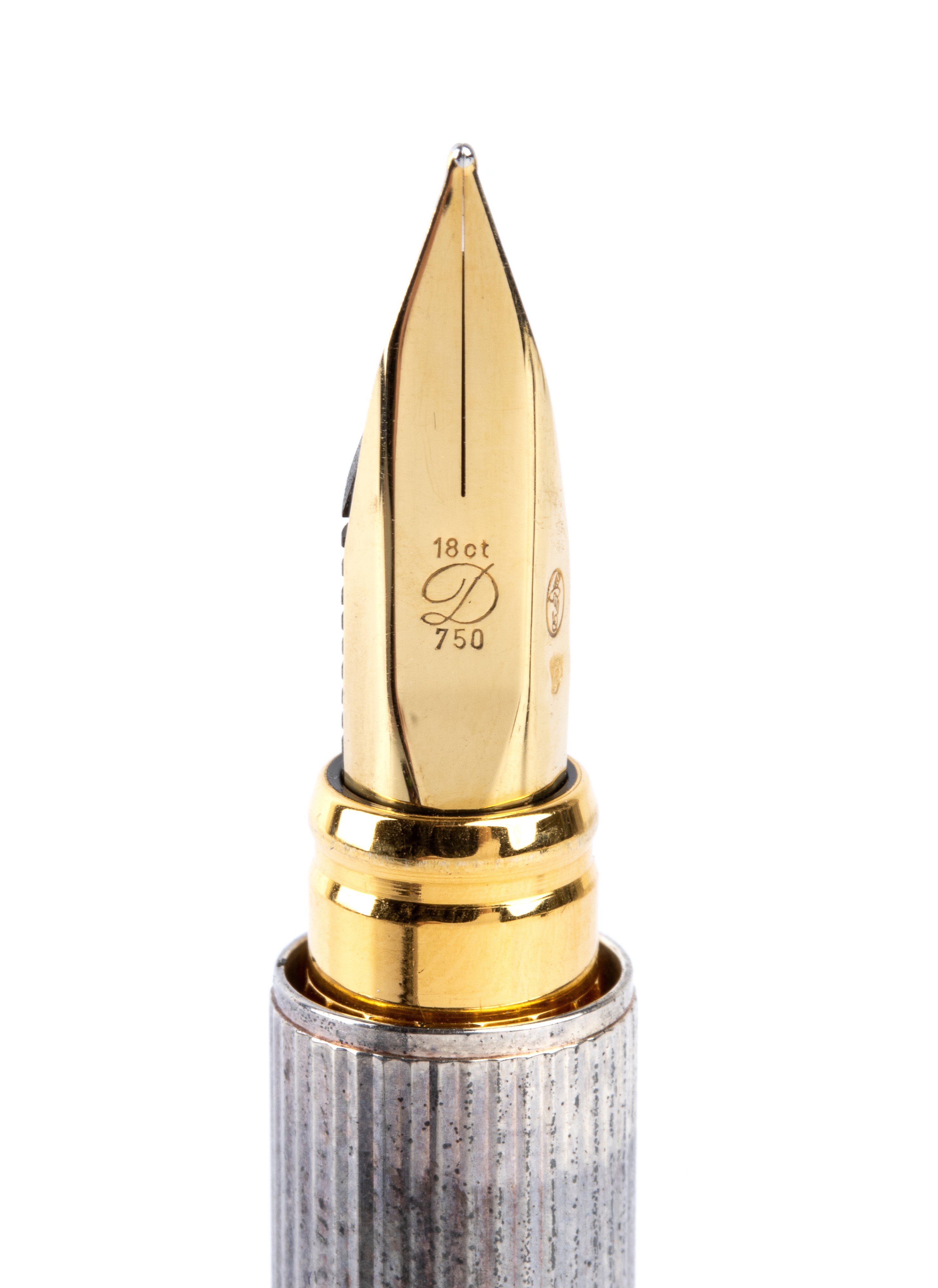 Dupont - Penna stilografica con pennino rodiato in oro 18k