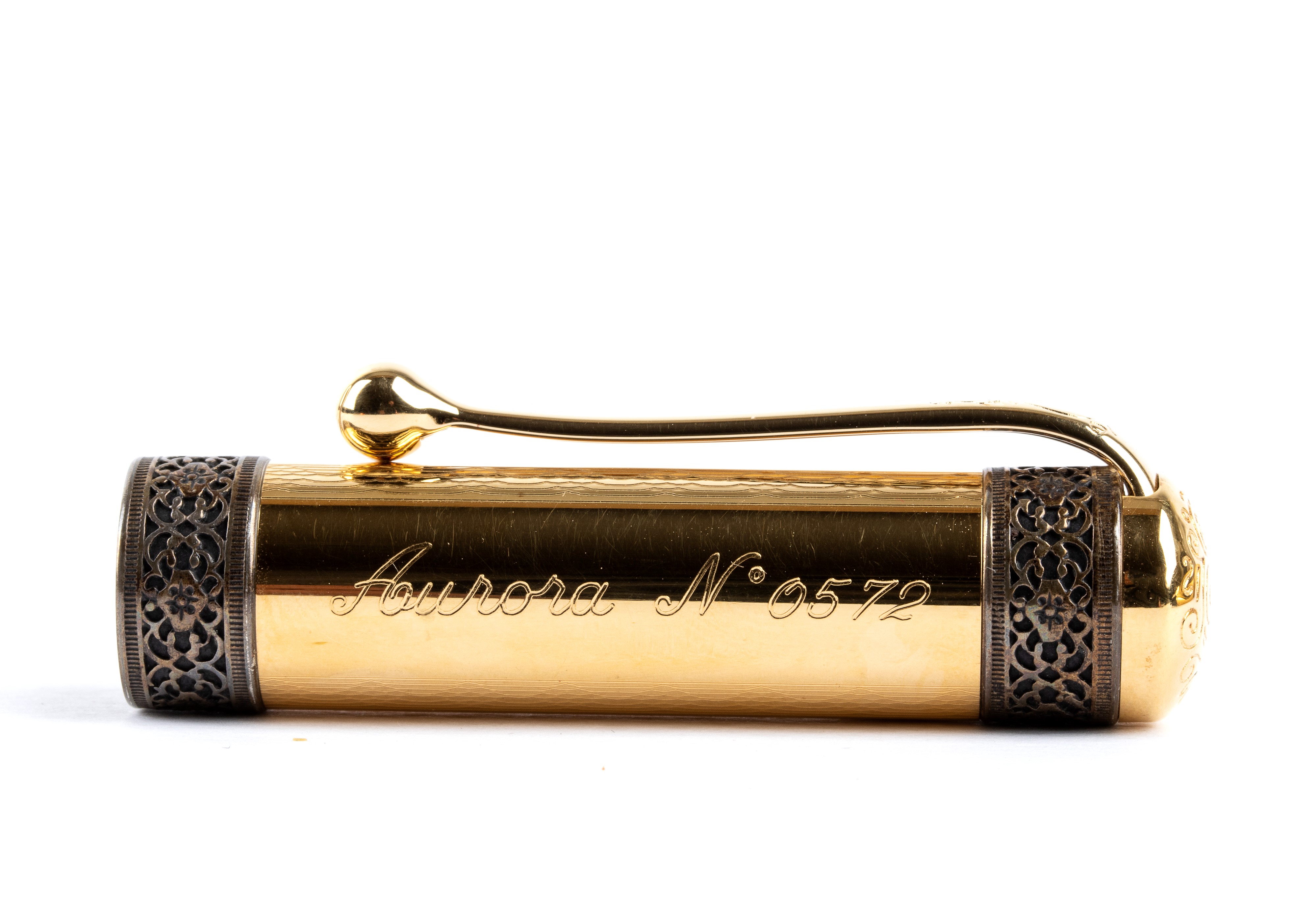 Aurora - Penna stilografica dorata n. 0572 con pennino in oro 18k