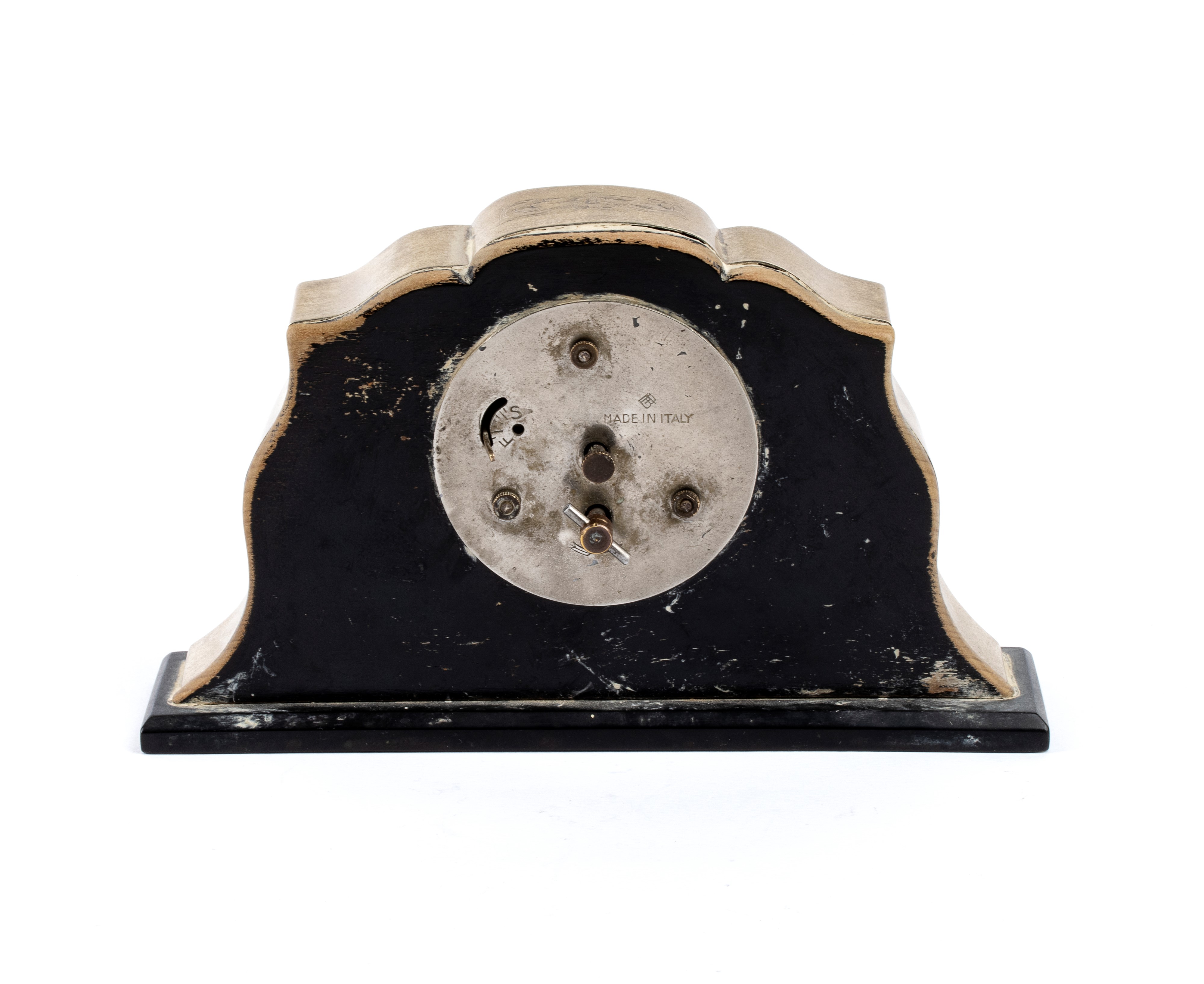 Orologio da tavolo italiano in argento 800/1000, incisioni vegetali