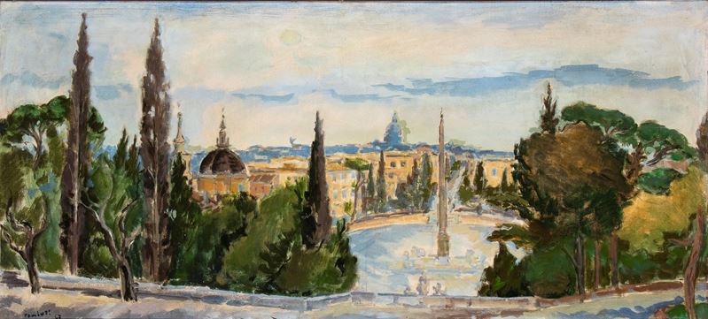 Orfeo Tamburi - Veduta di Piazza del Popolo dal Pincio