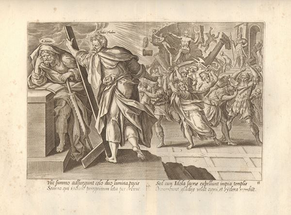Hendrik Goltzius : The Martyrdom of Saint Simon and Saint Jude Thaddeus, after Martin de Vos  - Auction Old Master & Modern Prints and Drawings - Bertolami Fine Art - Casa d'Aste
