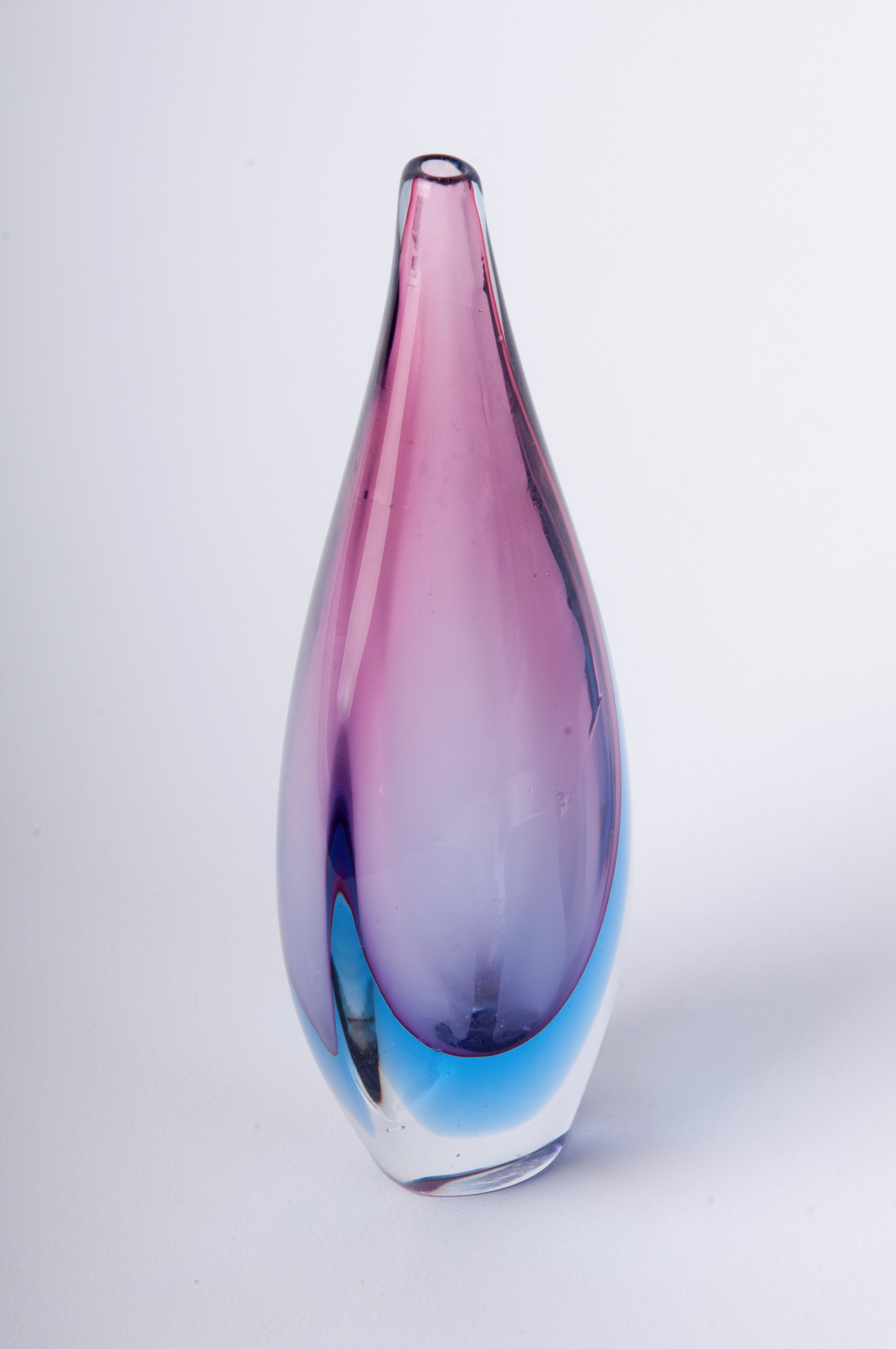 Flavio Poli - Seguso Vetri D’arte - Vaso in Vetro Sommerso in Blu e Viola