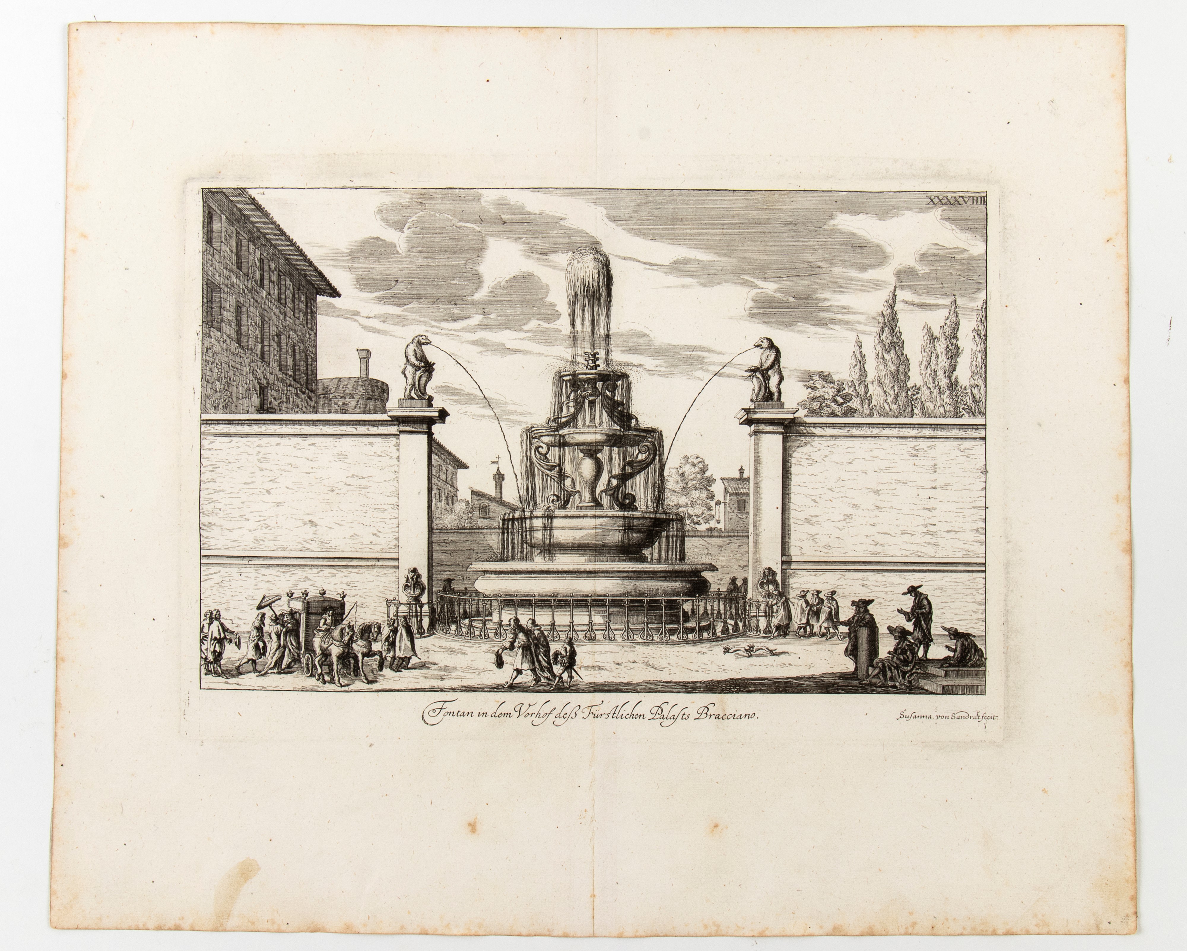 Sussanna Maria Sandrart - Fontana nel Castello di Bracciano | Fontana in Piazza Colonna | Fontana...