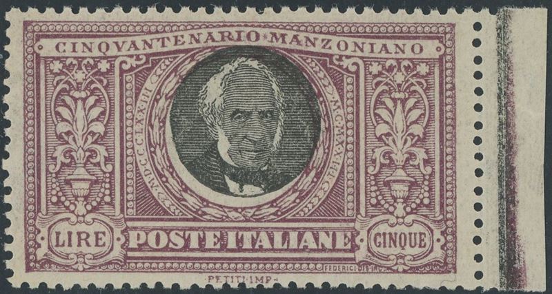 Regno - 5 Lire Manzoni Centrato