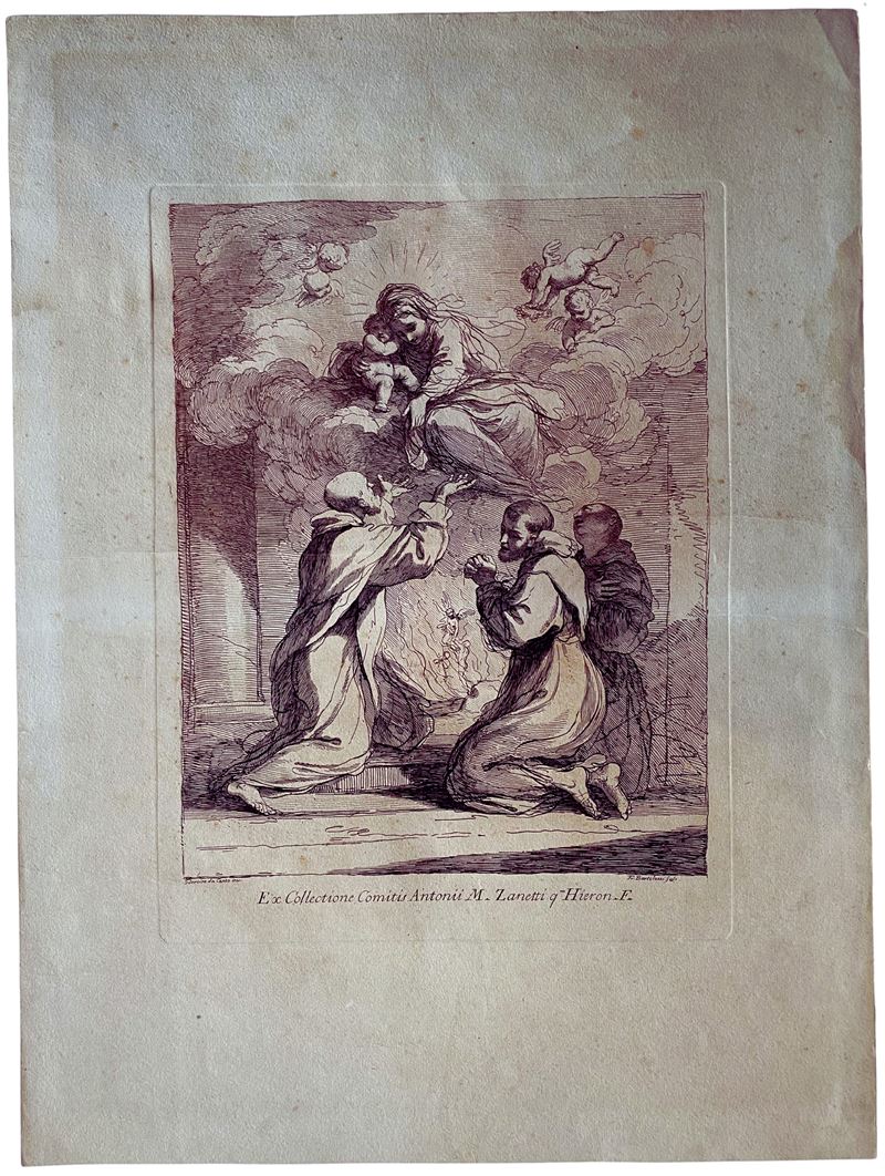 Francesco Bartolozzi - L'apparizione della Vergine a Tre Santi, dal Guercino