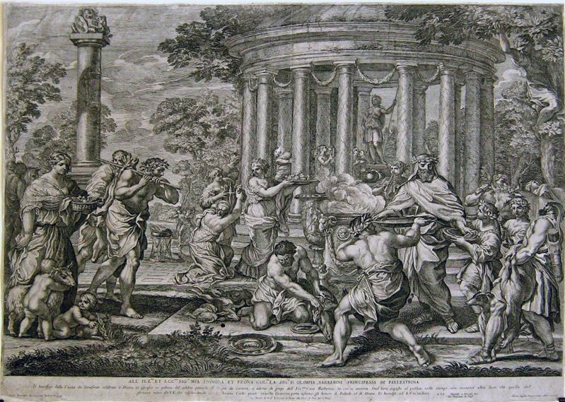 Pietro Aquila - Sacrificio a Diana, da Pietro da Cortona