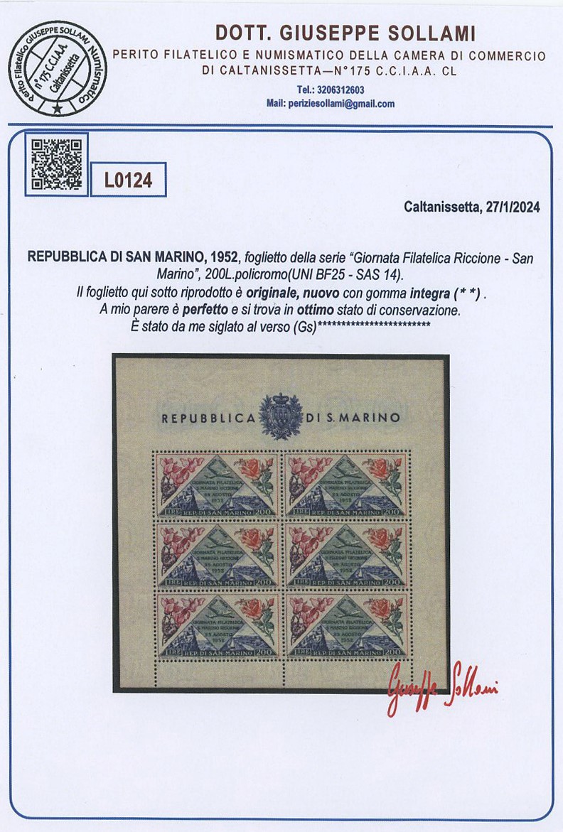 S. Marino - Foglietto Riccione MNH